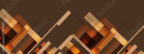 Abstract squares shape on choco brownie background.