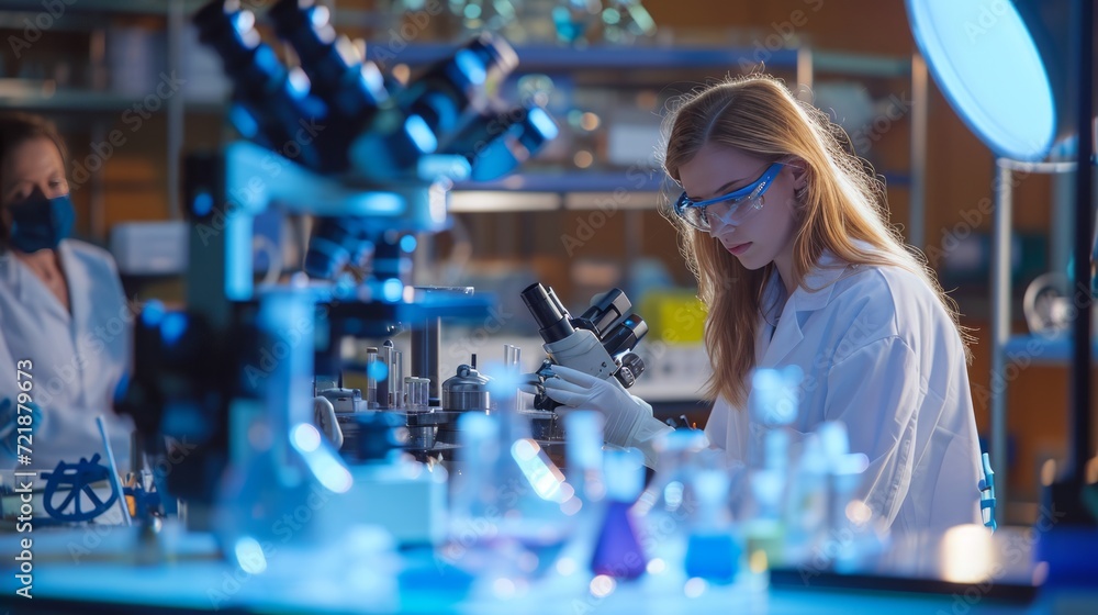 Students conducting experiments at university science lab. Students conducting experiments at university science lab.