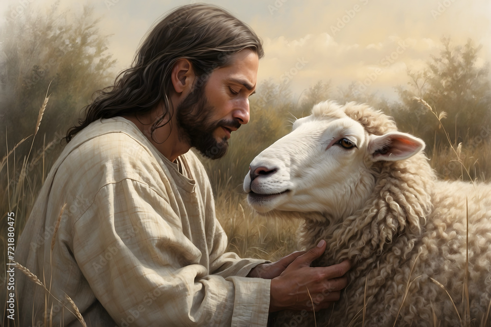 A concept of Jesus recovered the lost sheep as in bible A concept of Jesus recovered the lost sheep as in bible