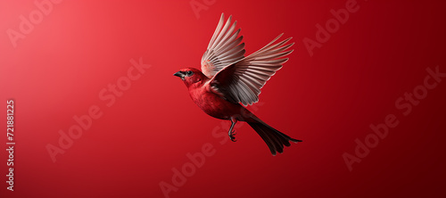 a red bird on a red background © Nadezda Ledyaeva