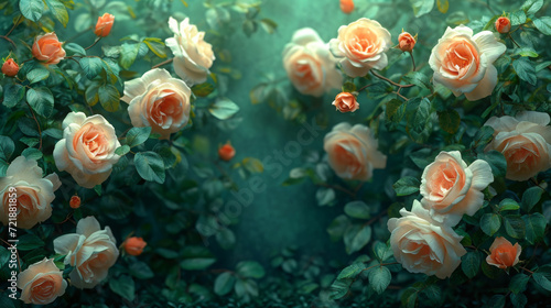 Soft White Roses in Full Bloom on Dark Teal Textured Backdrop