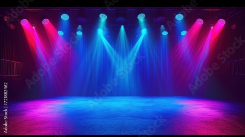 Sound studio scene with colorful lighting concert stage background