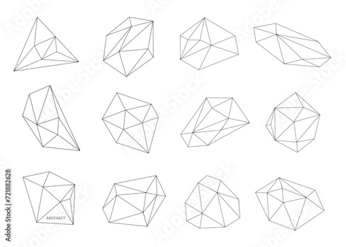 Hipster trendy geometric shapes. Abstract polygonal background. Crystal like geometric figures.
