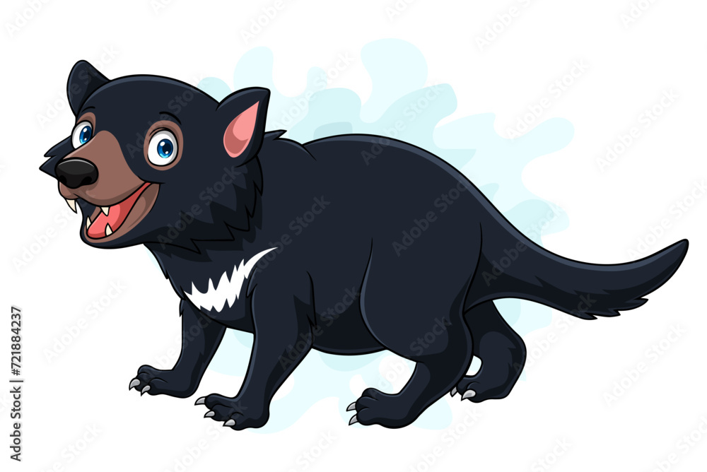 Fototapeta premium Cartoon tasmanian devil on white background