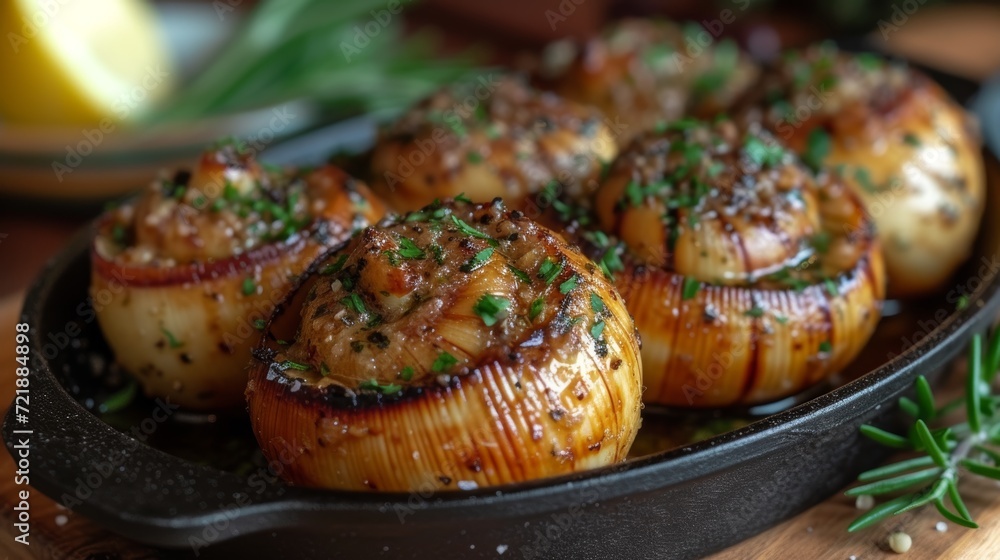Image of a delicious Escargot dish, for culinary or travel purposes Generative AI Image of a delicious Escargot dish, for culinary or travel purposes Generative AI