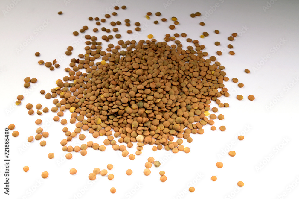 Closeup of a pile of organic uncooked lentils Closeup of a pile of organic uncooked lentils