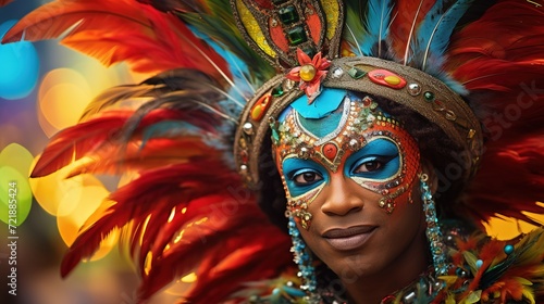 Brazilian Carnival, Mardi gras isolated on background, Generative ai.