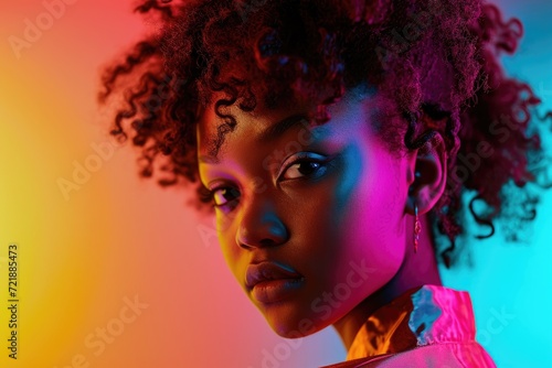 Stylish portrait of young African American woman with afro pigtails