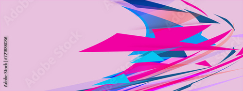 Abstract modern pink lowpoly banner background with geometric diagonal overlay layer and shapes.