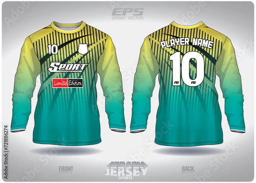 EPS jersey sports shirt vector.Yellow light is shining pattern design, illustration, textile background for round neck sports shirt long sleeves, football jersey shirt long sleeves.eps