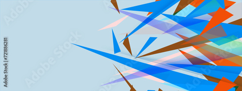 Light blue lowpoly triagonal on pastel color background. Vector illustration.