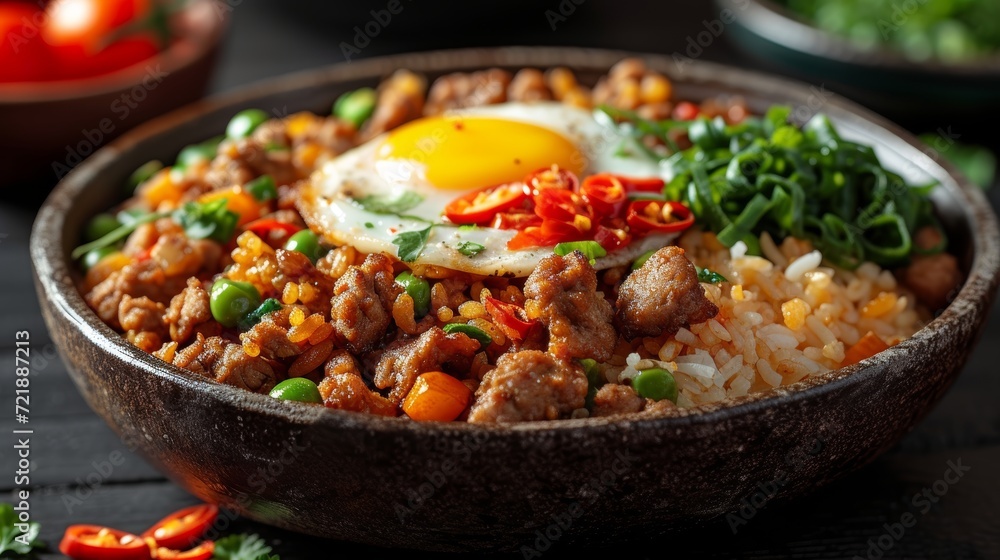 Image of Indonesian Nasi Goreng dish Generative AI Image of Indonesian Nasi Goreng dish Generative AI
