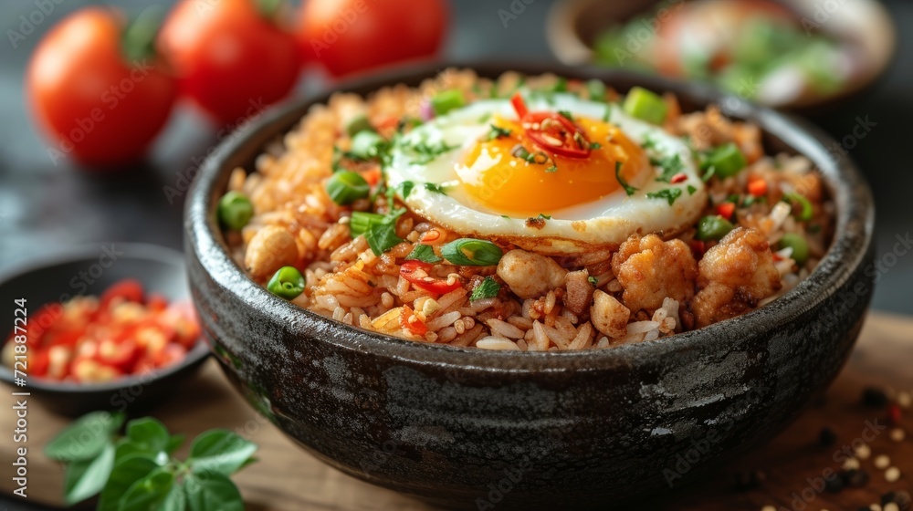 Image of Indonesian Nasi Goreng dish Generative AI Image of Indonesian Nasi Goreng dish Generative AI