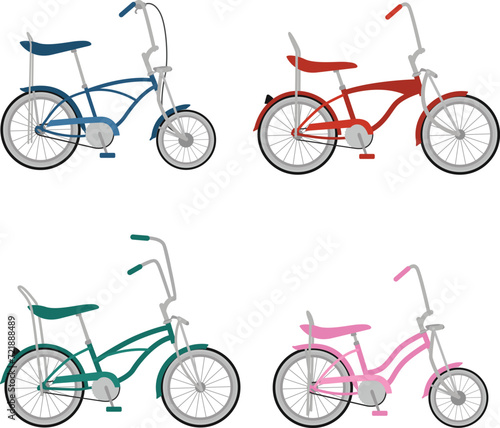set of retro bicycles vector