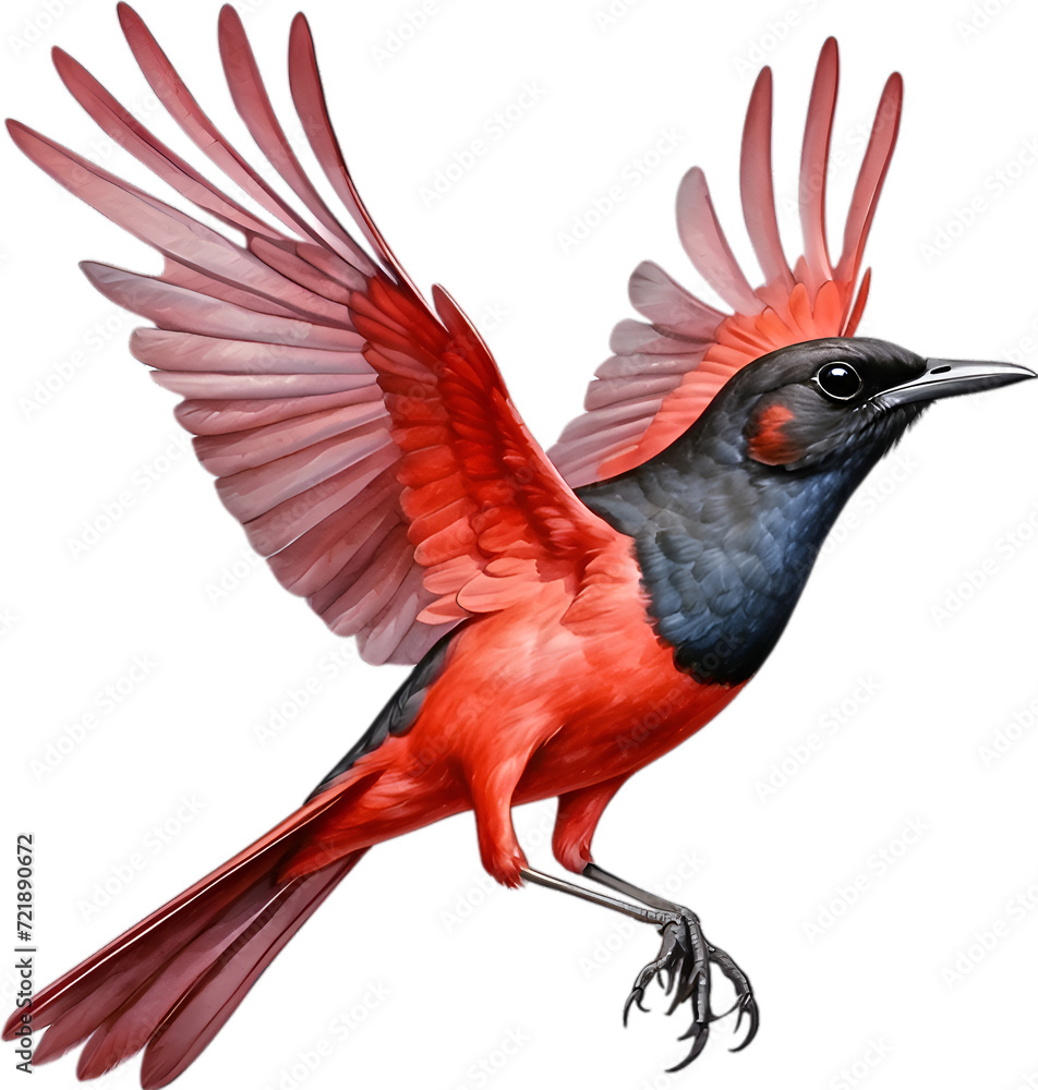 Close-up image of a Crimson Chat bird. Close-up image of a Crimson Chat bird.