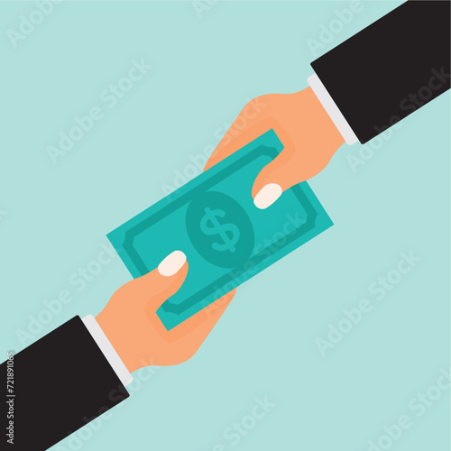 cash payment concept illustration, flat style vector illustration