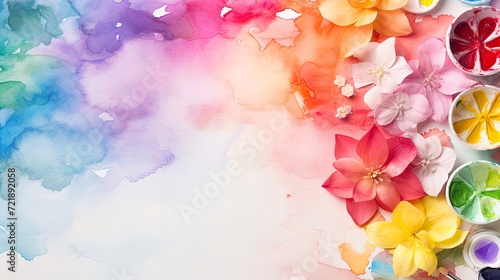 Watercolor flowers background. watercolor painting