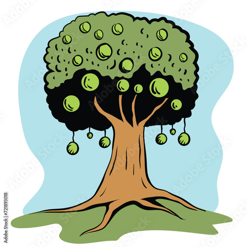 Vector tree illustration, graphic design, asset, website