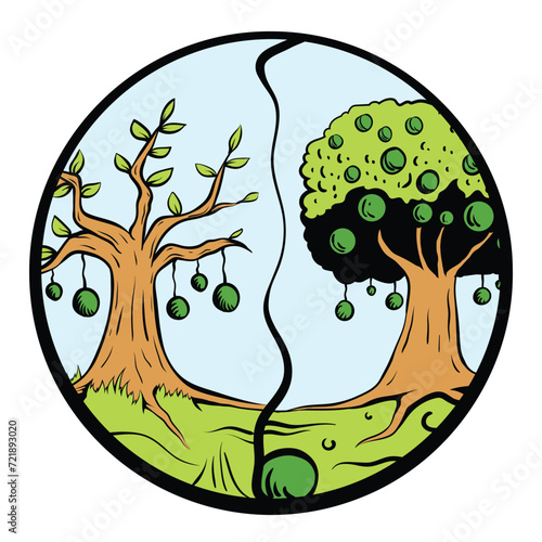 Vector tree illustration, graphic design, asset, website