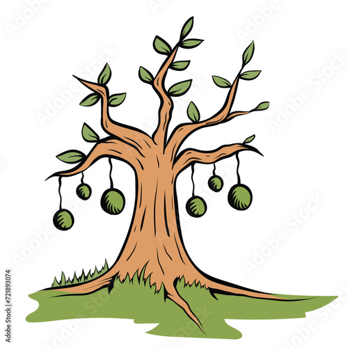 Vector tree illustration, graphic design, asset, website