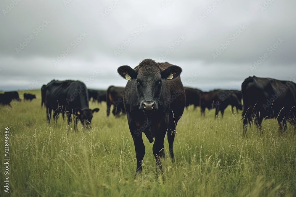 Healthy Wagyu Cattle Grazing in a Feild Healthy Wagyu Cattle Grazing in a Feild