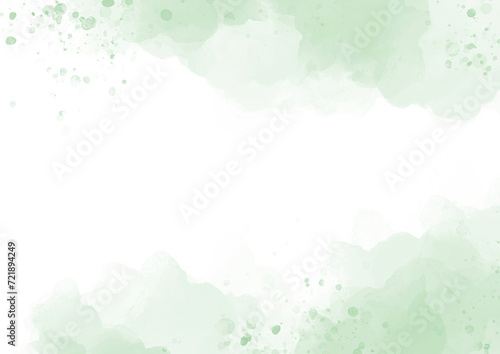 Green frame watercolor paint brush stroke background for banner or card invitation, card wedding elements. Modern abstract luxury design or card templates for birthday greetings, invitation Christmas. © ariya