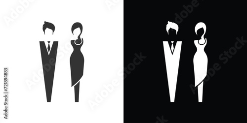 man and woman on black and white