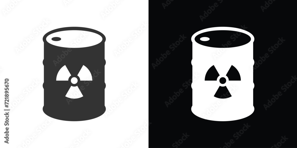 radiation barrel icon on black and white  - obrazy, fototapety, plakaty 