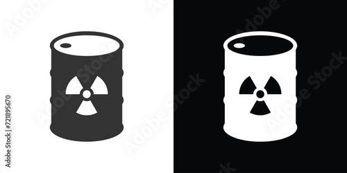 radiation barrel icon on black and white  photo