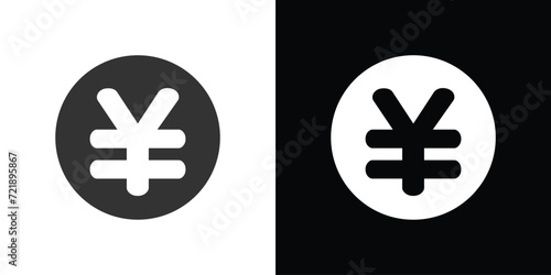 yen sign icon on black and white  photo