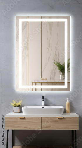 Bathroom interior with LED Mirror Frontlit © Mikhail