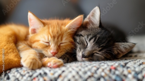 Two kittens are sleeping in an embrace. © AnyPic289