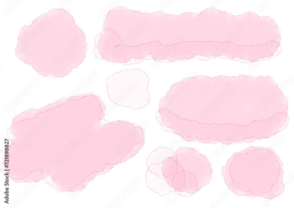 Set of pink watercolor paint