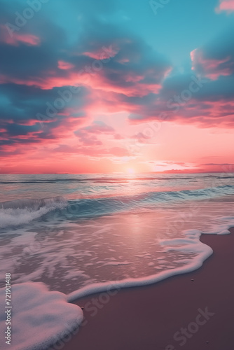 Colorful sunset over the sea. Seascape background.