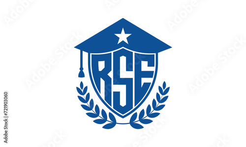 RSE three letter iconic academic logo design vector template. monogram, abstract, school, college, university, graduation cap symbol logo, shield, model, institute, educational, coaching canter, tech photo