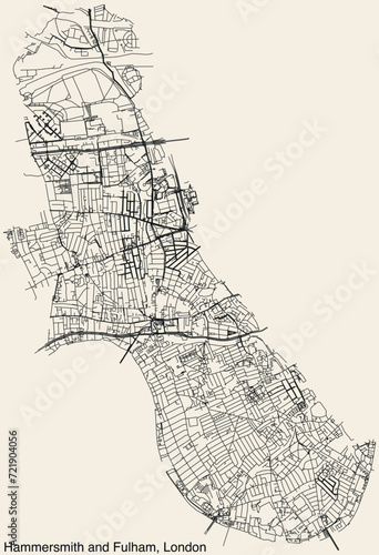 Street roads map of the BOROUGH OF HAMMERSMITH AND FULHAM, LONDON