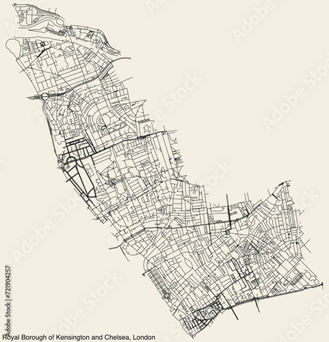Street roads map of the ROYAL BOROUGH OF KENSINGTON AND CHELSEA, LONDON