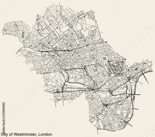 Street roads map of the CITY OF WESTMINSTER, LONDON