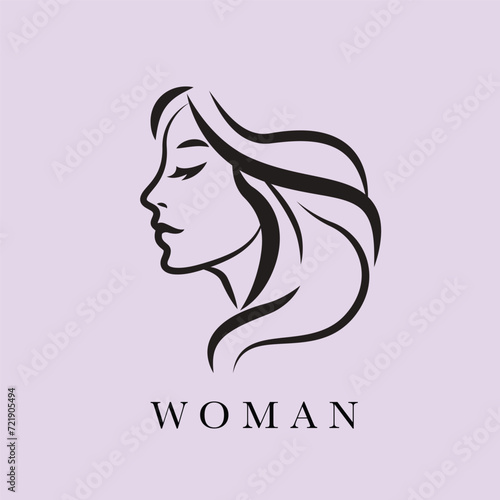 Women icon logo, modern flat design, paintbrush, hand draw vector