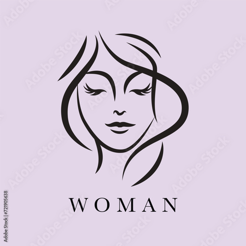 Women icon logo, modern flat design, paintbrush, hand draw vector