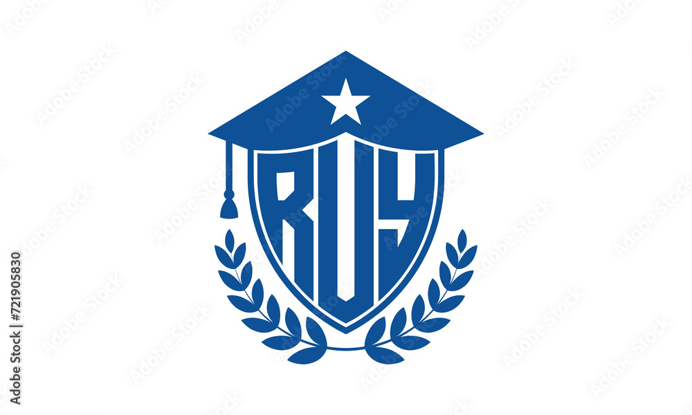 RUY three letter iconic academic logo design vector template. monogram, abstract, school, college, university, graduation cap symbol logo, shield, model, institute, educational, coaching canter, tech RUY three letter iconic academic logo design vector template. monogram, abstract, school, college, university, graduation cap symbol logo, shield, model, institute, educational, coaching canter, tech