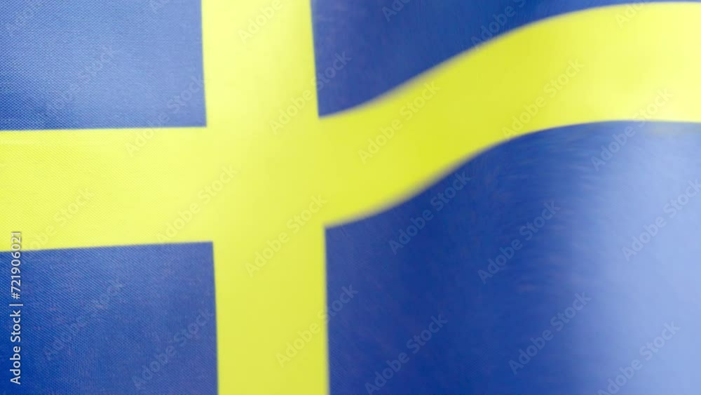 Swedish national flag waving by the wind Swedish national flag waving by the wind