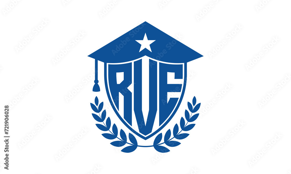 RVE three letter iconic academic logo design vector template. monogram, abstract, school, college, university, graduation cap symbol logo, shield, model, institute, educational, coaching canter, tech RVE three letter iconic academic logo design vector template. monogram, abstract, school, college, university, graduation cap symbol logo, shield, model, institute, educational, coaching canter, tech