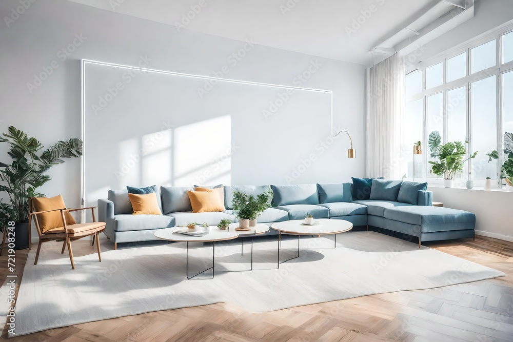 Fototapeta premium modern living room with furniture and beautiful sofas