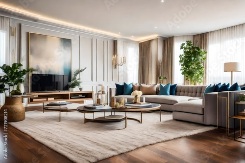 modern living room with fireplace