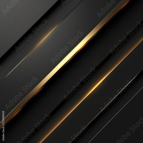 Black background with luxurious gold lines. Two shiny golden lines on a fixed black background. Create a visual impact that is complex and refined.