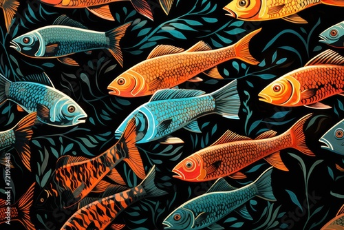 Fish swimming together in synchronized patterns.