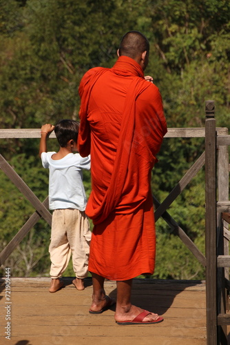 Monk and Child at Koh Ker (Cambodia)