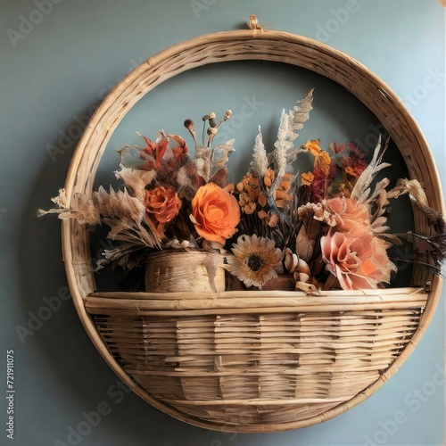  Boho Chic Wicker Basket Wall Decor with Dried Florals