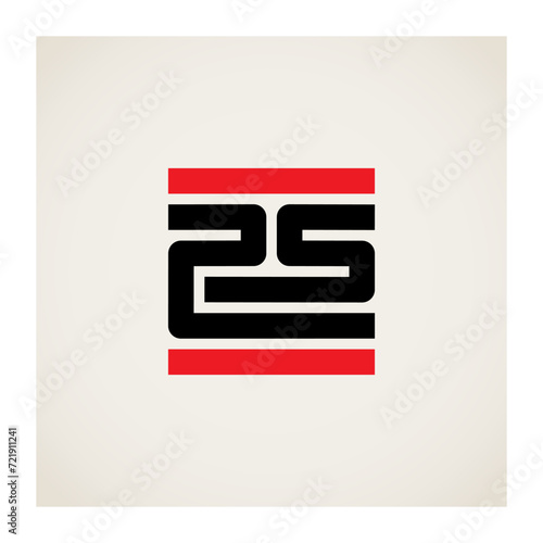 25 - logo or design element or icon with numbers 2 and 5. Logotype. 2S.